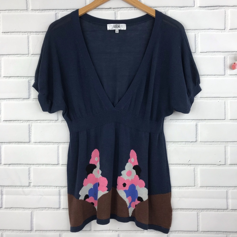 Tibi V-Neck Knit Kimono Sleeve Sweater